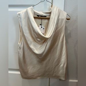 Silky cowl neck blouse - NWT never worn before. Shiny beige color. Zara